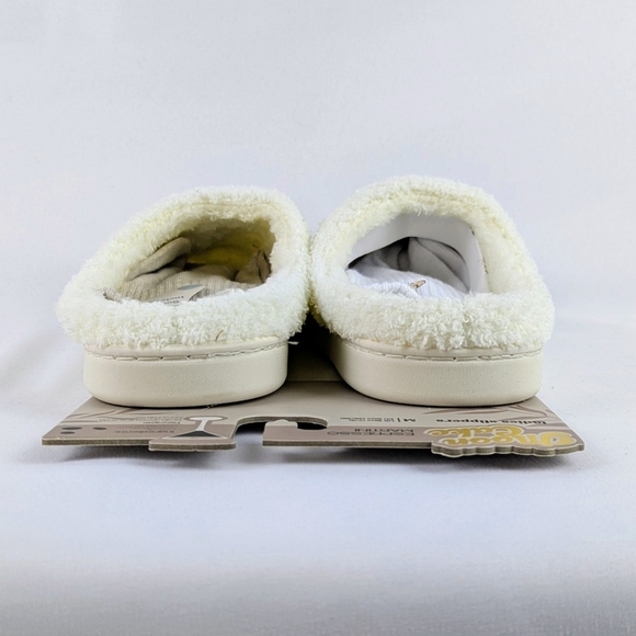 Espresso Martini Slipper Embroider Sherpa  Memory Foam Slip On Ivory M (7/8) NWT - Picture 9 of 14